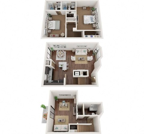 Floor plan for 2 beds, 2.5 baths, 1600 sqft